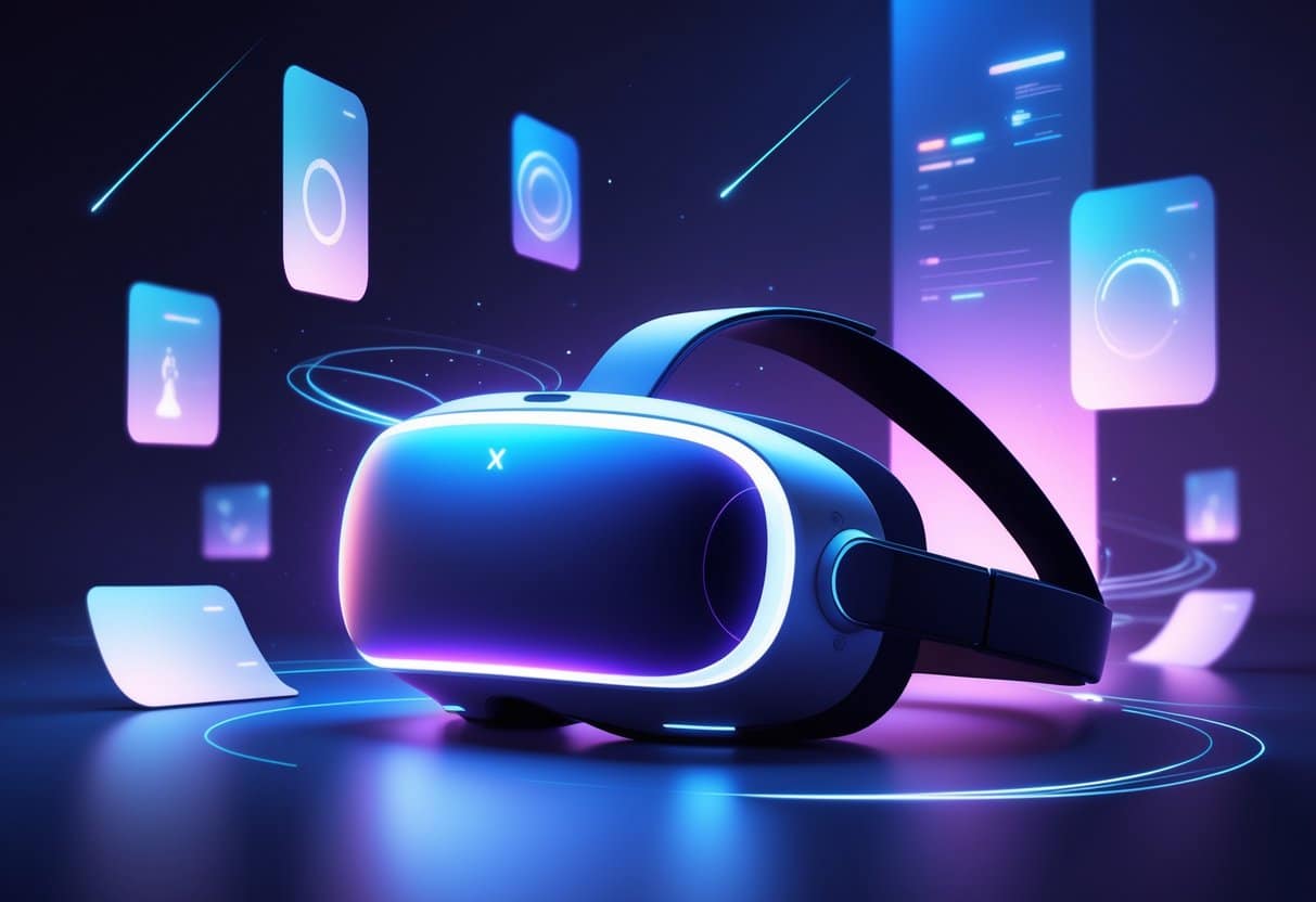 A virtual reality headset with digital light effects, representing immersive Big Tit VR experience.